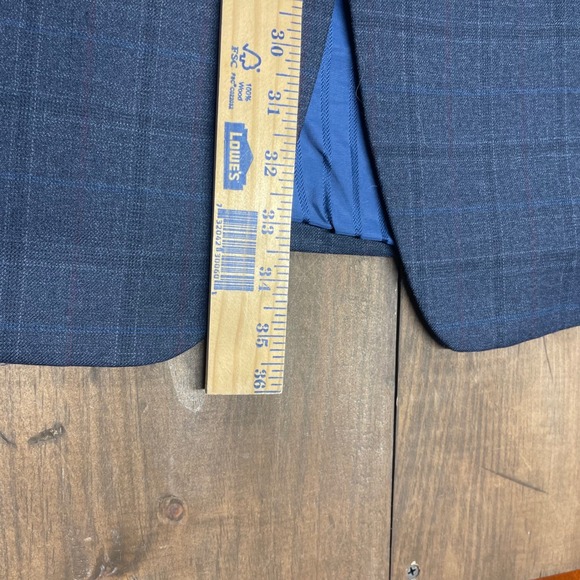 Michael Kors Mens 42L 100% wool Plaid Blazer Suit Jacket Navy Blue professional - Picture 8 of 9